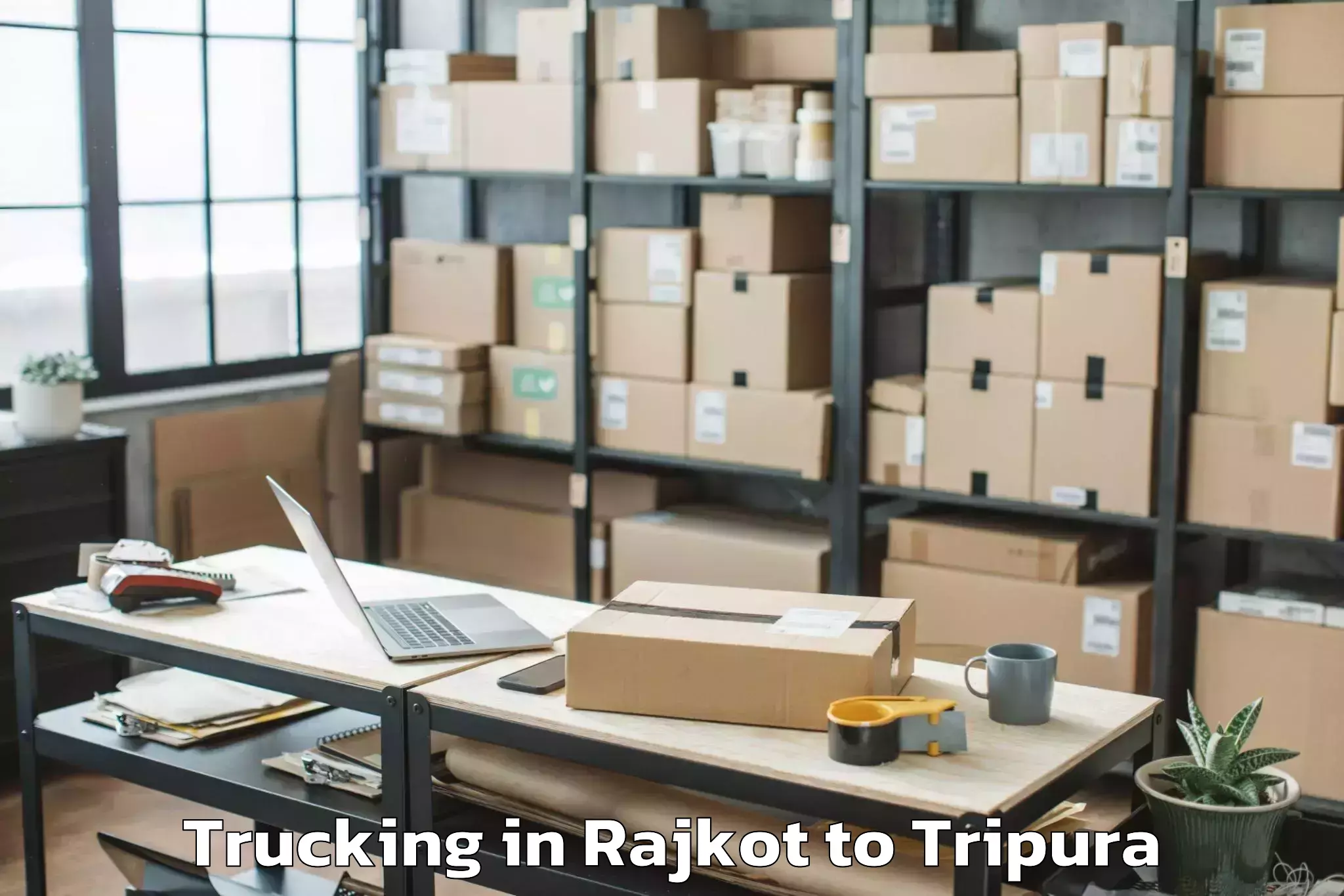 Easy Rajkot to Amarpur Gomati Trucking Booking